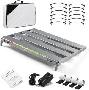 Guitar Pedal Board with Isolated Power Supply, PD-M Aluminum One-Piece-Bent Portable Folding Powered Guitar Pedalboard with Premium Backpack-style Bag, Medium, 18"x13.5", 3.4lb, Gray Guitar Pedal Board with Isolated Power Supply, PD-M Aluminum One-Piece-Bent Portable Folding Powered Guitar Pedalboard with Premium Backpack-style Bag, Medium, 18"x13.5", 3.4lb, Gray