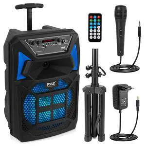 Portable Bluetooth PA Speaker System - 400W Outdoor Bluetooth Speaker Portable PA System w/Microphone in, Party Lights, MP3/USB SD Card Reader, FM Radio, Rolling Wheels - Mic, Remote - PPHP82SM Portable Bluetooth PA Speaker System - 400W Outdoor Bluetooth Speaker Portable PA System w/Microphone in, Party Lights, MP3/USB SD Card Reader, FM Radio, Rolling Wheels - Mic, Remote - PPHP82SM