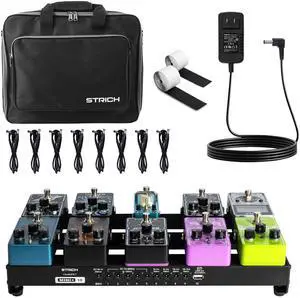 Pedal Board with Built-in Power Supply, Guitar Pedalboard 15" x 7.8" Lightweight 2.17lb Aluminum Alloy with Pedal Cables, Bag, Hook Loop Strips MINI+ 15 Pedal Board with Built-in Power Supply, Guitar Pedalboard 15" x 7.8" Lightweight 2.17lb Aluminum Alloy with Pedal Cables, Bag, Hook Loop Strips MINI+ 15
