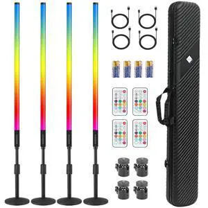 4ft RGB Led Tube Light Bar Stand with Carrying Case 5000mAh Battery 500+ Lighting Effects Music Sync for DJ Party Wedding Dance Video Studio Photo Booth Stage Lighting(4 Pack with case) 4ft RGB Led Tube Light Bar Stand with Carrying Case 5000mAh Battery 500+ Lighting Effects Music Sync for DJ Party Wedding Dance Video Studio Photo Booth Stage Lighting(4 Pack with case)