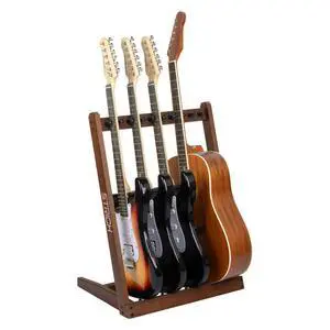 Wooden Guitar Stand Multiple Guitars, Guitar Rack for 3 Acoustic or 5 Electric Guitars & Basses, Floor Standing Multi Guitar Display for Studio & Home - Protective Padding, SMT-10 (5-Holder) Wooden Guitar Stand Multiple Guitars, Guitar Rack for 3 Acoustic or 5 Electric Guitars & Basses, Floor Standing Multi Guitar Display for Studio & Home - Protective Padding, SMT-10 (5-Holder)