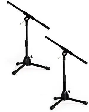 Foldable Tripod Low-Profile Mic Boom Stand, 2 Pack - Height Extending from 9.6'' to 16.9'', w/Adjustable Telescoping Arm Up to 9'', Lightweight, Black, Powered by Hamilton(SR610121B-2PK) Foldable Tripod Low-Profile Mic Boom Stand, 2 Pack - Height Extending from 9.6'' to 16.9'', w/Adjustable Telescoping Arm Up to 9'', Lightweight, Black, Powered by Hamilton(SR610121B-2PK)