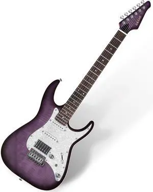 Solid Body Electric Guitar - Flame Maple Top, HSS Alnico V Pickups with Coil-Split, Roasted Maple Neck, Locking Tuners, Veltrix Series, Violet Venom Solid Body Electric Guitar - Flame Maple Top, HSS Alnico V Pickups with Coil-Split, Roasted Maple Neck, Locking Tuners, Veltrix Series, Violet Venom