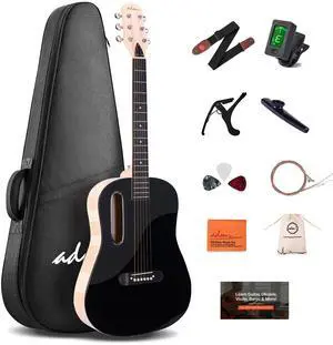 Acoustic Guitar Kits for Beginners Adults - 38" Steel-String Guitars Bundle with Online Lesson Wooden Bowl Guitarra Starter Set Package with Bag, Strap, Picks, Capos, Kazoo, Black Acoustic Guitar Kits for Beginners Adults - 38" Steel-String Guitars Bundle with Online Lesson Wooden Bowl Guitarra Starter Set Package with Bag, Strap, Picks, Capos, Kazoo, Black
