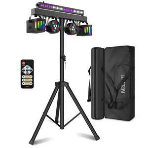 DJ Lights with Stand for Party | All-in-One LED Stage Lighting System for Weddings Club Gig Bar Band Disco Booth Live Show Events | Sound Activated & DMX512 | Portable 7FT Tripod DJ Lights with Stand for Party | All-in-One LED Stage Lighting System for Weddings Club Gig Bar Band Disco Booth Live Show Events | Sound Activated & DMX512 | Portable 7FT Tripod