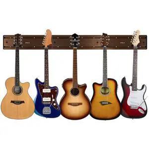 Guitar Wall Mount Hangers, Holds Multi Guitars, Aluminum Metal Guitar Stand Bass Holder, Wood Grain Base Plate Rack, Adjustable Instruments Display Set for Ukulele Banjo (W48.7in, 5 Hangers) Guitar Wall Mount Hangers, Holds Multi Guitars, Aluminum Metal Guitar Stand Bass Holder, Wood Grain Base Plate Rack, Adjustable Instruments Display Set for Ukulele Banjo (W48.7in, 5 Hangers)