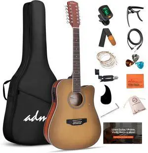 Advanced 12 String Acoustic Electric Guitar, Full Size 42" Twelve String Guitar Bundle 4-Band EQ Electroacoustic Set Beginner Intermediate Adults, Bag, Picks, Capo, Cable, Strap (Brown, 42 Inch) Advanced 12 String Acoustic Electric Guitar, Full Size 42" Twelve String Guitar Bundle 4-Band EQ Electroacoustic Set Beginner Intermediate Adults, Bag, Picks, Capo, Cable, Strap (Brown, 42 Inch)