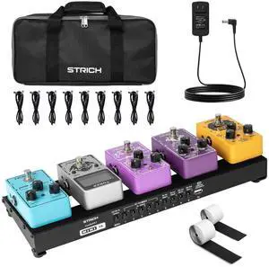 Pedal Board with Built-in Power Supply, Small Guitar Pedalboard 15" x 5.1" 1.3LB Lightweight Aluminum Alloy with Pedal Cables, Bag, Hook Loop Strips MINI 15 Pedal Board with Built-in Power Supply, Small Guitar Pedalboard 15" x 5.1" 1.3LB Lightweight Aluminum Alloy with Pedal Cables, Bag, Hook Loop Strips MINI 15