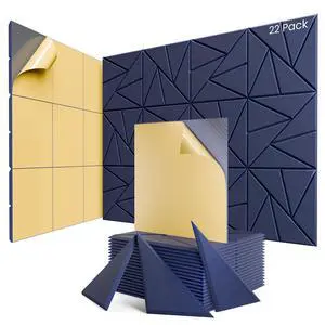 22 Pack Acoustic Panels with Self-Adhesive, 12"X 12"X 0.4"Sound Proof Foam Panels, Sound Panels High Density, Soundproof Wall Panels for Home Studio Office-Dark Blue 22 Pack Acoustic Panels with Self-Adhesive, 12"X 12"X 0.4"Sound Proof Foam Panels, Sound Panels High Density, Soundproof Wall Panels for Home Studio Office-Dark Blue