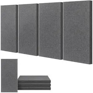 4 PCS Acoustic Panels, 2 Thick 23.6" x 11.8" Fiberglass Sound Absorbing Panels, Soundproof Panels for Studios, Office, Home Theater. Charcoal Grey 4 PCS Acoustic Panels, 2 Thick 23.6" x 11.8" Fiberglass Sound Absorbing Panels, Soundproof Panels for Studios, Office, Home Theater. Charcoal Grey