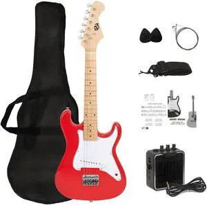 32 Inch Kids Electric Guitar Beginner Kit, Junior Size Mini Electric Guitar for Children with 5W Amplifier and Guitar bag, Unisex Red 32 Inch Kids Electric Guitar Beginner Kit, Junior Size Mini Electric Guitar for Children with 5W Amplifier and Guitar bag, Unisex Red
