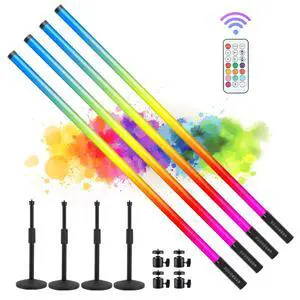 4Pack 5000mAh Battery Powered 4ft RGB led Tube dj Light bar with Stand Colored Neon Video Stick Lights for Photo Booth Studio Dance Club Party Wedding Events Stage Lighting 4Pack 5000mAh Battery Powered 4ft RGB led Tube dj Light bar with Stand Colored Neon Video Stick Lights for Photo Booth Studio Dance Club Party Wedding Events Stage Lighting