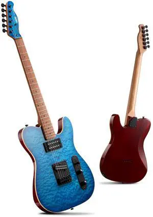 Electric Guitar with Alnico V Pickups, Solid Body, Bahama Blue | Alnico V HH, Roasted Canadian Maple Neck, 3D Wave Finish. Pro-grade tone, rock-solid tuning & stunning visual. Premium kit Electric Guitar with Alnico V Pickups, Solid Body, Bahama Blue | Alnico V HH, Roasted Canadian Maple Neck, 3D Wave Finish. Pro-grade tone, rock-solid tuning & stunning visual. Premium kit