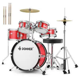 Kids Drum Sets 5-Piece for Beginners,14 inch Junior Drum Kit, with Adjustable Throne, Cymbal, Hi-Hat, Pedal & Drumstick-Red Kids Drum Sets 5-Piece for Beginners,14 inch Junior Drum Kit, with Adjustable Throne, Cymbal, Hi-Hat, Pedal & Drumstick-Red