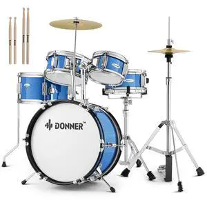 Kids Drum Sets- 5-Piece for Beginners,14 inch Junior Drum Kit, with Adjustable Throne, Cymbal, Hi-Hat, Pedal & Drumstick, Present for Child-Blue Kids Drum Sets- 5-Piece for Beginners,14 inch Junior Drum Kit, with Adjustable Throne, Cymbal, Hi-Hat, Pedal & Drumstick, Present for Child-Blue