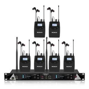Wireless in Ear Monitor System, 2 Channel UHF Pro Mono IEM System for Singer Musicians, 2x40 Frequencies, 330ft Range, Rack Mount Transmitter and Bodypacks Receiver for Band, Studio (6 Pack) Wireless in Ear Monitor System, 2 Channel UHF Pro Mono IEM System for Singer Musicians, 2x40 Frequencies, 330ft Range, Rack Mount Transmitter and Bodypacks Receiver for Band, Studio (6 Pack)