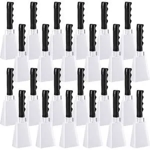 24 Pcs Cow Bell 9 '' Cheering Bell Cow Bells Noise Makers for Sporting Events Football Cowbell with Handle Loud Musical Instrument for Wedding School Classroom Alarm(white,9 '') 24 Pcs Cow Bell 9 '' Cheering Bell Cow Bells Noise Makers for Sporting Events Football Cowbell with Handle Loud Musical Instrument for Wedding School Classroom Alarm(white,9 '')