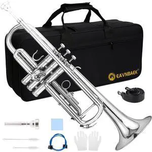 Bb Standard Trumpet Instrument Brass Student Trompeta Trumpet Set | Protable Hard Case Cleaning Kit 7C Mouthpiece and Gloves, School Band Approved Practice Trumpet Kit For Student Beginners Bb Standard Trumpet Instrument Brass Student Trompeta Trumpet Set | Protable Hard Case Cleaning Kit 7C Mouthpiece and Gloves, School Band Approved Practice Trumpet Kit For Student Beginners