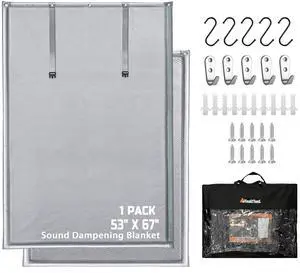Soundproof Curtains 53" x 67" Acoustic Sound Barrier Dampening Blanket for Doors & Windows, Noise Blocking Blackout Curtain, Use for Recording Studio Home Office, Gray Soundproof Curtains 53" x 67" Acoustic Sound Barrier Dampening Blanket for Doors & Windows, Noise Blocking Blackout Curtain, Use for Recording Studio Home Office, Gray