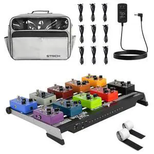ComboFX II Guitar Pedal Board with Built-in Power Supply, 14 Outputs 9V 12V 18V, 18 x 12.2" Lightweight Aluminum Pedal Board 2.6LB with Pedal Cables, Carry Bag and Hook Loop Strips ComboFX II Guitar Pedal Board with Built-in Power Supply, 14 Outputs 9V 12V 18V, 18 x 12.2" Lightweight Aluminum Pedal Board 2.6LB with Pedal Cables, Carry Bag and Hook Loop Strips