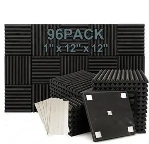 96 Pack Medium Sale Acoustic Foam Soundproof Foam(Accompanied By Double-Sided Adhesive Tape) (96 Black) 96 Pack Medium Sale Acoustic Foam Soundproof Foam(Accompanied By Double-Sided Adhesive Tape) (96 Black)