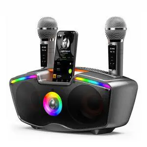 Bluetooth Karaoke Machine for Adults & Kids, 80W Portable Speaker with 2 Wireless Microphones, Echo Adjustment, Support USB/AUX/TF Card, for Outdoor/Indoor Gathering Gifts (Gray) Bluetooth Karaoke Machine for Adults & Kids, 80W Portable Speaker with 2 Wireless Microphones, Echo Adjustment, Support USB/AUX/TF Card, for Outdoor/Indoor Gathering Gifts (Gray)