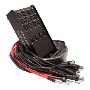 SAJLP-12x4x50-12 Channel 50 Foot XLR Low Profile Snake Cable with 4 TRS Returns - Circuit Board Snake for Recording, Stage, Studio PA DJ use SAJLP-12x4x50-12 Channel 50 Foot XLR Low Profile Snake Cable with 4 TRS Returns - Circuit Board Snake for Recording, Stage, Studio PA DJ use
