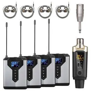 T9-2 Wireless in Ear Monitor System with Transmitter Clip on Receiver Automatic Pairing in-Ear Monitoring for Studio,Guitar,DJ,Live Performance (4 Receivers + 1 Transmitter) T9-2 Wireless in Ear Monitor System with Transmitter Clip on Receiver Automatic Pairing in-Ear Monitoring for Studio,Guitar,DJ,Live Performance (4 Receivers + 1 Transmitter)