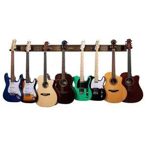 Guitar Wall Mount Hangers for Multiple Guitars, Holds 8 Guitars, Walnut Wood Grain, Strong Aluminum Metal Guitar Stand Rack Bass Holder, Adjustable Instruments Display Set, SMH-08W Guitar Wall Mount Hangers for Multiple Guitars, Holds 8 Guitars, Walnut Wood Grain, Strong Aluminum Metal Guitar Stand Rack Bass Holder, Adjustable Instruments Display Set, SMH-08W