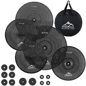 5 Pieces Low Volume Cymbal Pack with Cymbal Bag and Felts,Black | Cymbals for Drum Set (14"Hi-hat+16"Crash+18"Crash+20"Ride) 5 Pieces Low Volume Cymbal Pack with Cymbal Bag and Felts,Black | Cymbals for Drum Set (14"Hi-hat+16"Crash+18"Crash+20"Ride)