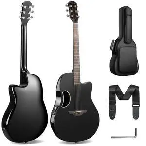 Acoustic Electric Guitar Kit - 41 Carbon Fiber Adult Beginner Set with Bag and Strap Built-In Pickup Rich Resonance & Warm Tone for Performance Ready, High-Gloss Black Finish Acoustic Electric Guitar Kit - 41 Carbon Fiber Adult Beginner Set with Bag and Strap Built-In Pickup Rich Resonance & Warm Tone for Performance Ready, High-Gloss Black Finish