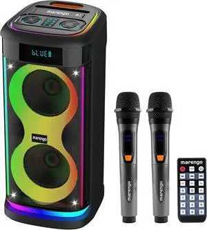 Karaoke Machine for Adults, Portable Bluetooth Speaker with 2 Wireless Microphones 500W(Peak), RGB Light Show, 10H, TWS Party Speaker for Party Indoor Outdoor Backyard-Supports USB/AUX/Mic-in Karaoke Machine for Adults, Portable Bluetooth Speaker with 2 Wireless Microphones 500W(Peak), RGB Light Show, 10H, TWS Party Speaker for Party Indoor Outdoor Backyard-Supports USB/AUX/Mic-in