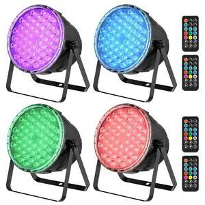 54x3W RGB LED Stage Par Lights with Remote Control, 4 Pack | Ultra-Bright LED Panel,One-piece die cast housing,Cooling system,Full RGB Color Mixing,Auto/Sound/DMX512/Master-slave Mode 54x3W RGB LED Stage Par Lights with Remote Control, 4 Pack | Ultra-Bright LED Panel,One-piece die cast housing,Cooling system,Full RGB Color Mixing,Auto/Sound/DMX512/Master-slave Mode