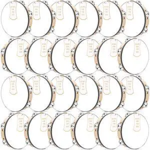 24 Set 8 Inch Tambourine for Adults Wooden Hand Held Drum with Metal Jingles, Gift Tags, White I Love You Printed Ribbon Percussion Gift Musical Instrument for Church Wedding Party favor(Black) 24 Set 8 Inch Tambourine for Adults Wooden Hand Held Drum with Metal Jingles, Gift Tags, White I Love You Printed Ribbon Percussion Gift Musical Instrument for Church Wedding Party favor(Black)