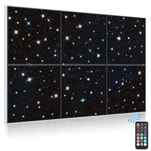 Large Self-Adhesive Soundproof Wall Art Painting, 72" × 48", 6 Pcs | with Fiber Optic Starlight flashes(Design Originals), Celling Decoration, Noise Proof, for Studios, Office, Home, Starry Sky Large Self-Adhesive Soundproof Wall Art Painting, 72" × 48", 6 Pcs | with Fiber Optic Starlight flashes(Design Originals), Celling Decoration, Noise Proof, for Studios, Office, Home, Starry Sky