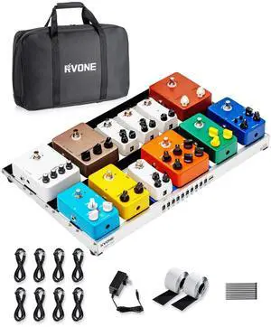 Guitar Pedal Board with Built-in Power Supply, Aluminum Alloy Portable Pedalboard with Bag, Pedal Cables, Hook&Loop (19.09x12.16") Guitar Pedal Board with Built-in Power Supply, Aluminum Alloy Portable Pedalboard with Bag, Pedal Cables, Hook&Loop (19.09x12.16")