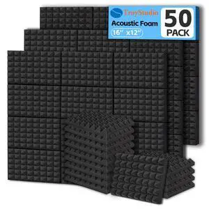 Thick Acoustic Foam Panels, 16 X 12 X 2 Inches 50 Pcs Pyramid Sound Absorbing Foam, Dense Soundproof Padding Tile, Recording Studio Foams Absorber, Decorative 3D Wall Ceiling Panel Thick Acoustic Foam Panels, 16 X 12 X 2 Inches 50 Pcs Pyramid Sound Absorbing Foam, Dense Soundproof Padding Tile, Recording Studio Foams Absorber, Decorative 3D Wall Ceiling Panel