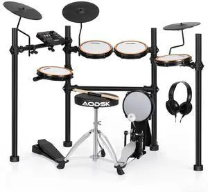 Electric Drum Set with Quiet Mesh Pads,Electronic Drum for Beginner,USB MIDI,Throne,Headphones,Sticks, Included 40 Kits and 450 Sounds Electric Drum Set with Quiet Mesh Pads,Electronic Drum for Beginner,USB MIDI,Throne,Headphones,Sticks, Included 40 Kits and 450 Sounds