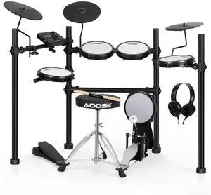 Electric Drum Set with Quiet Mesh Pads,Electronic Drum for Beginner,USB MIDI,Throne,Headphones,Sticks, Included 40 Kits and 450 Sounds Electric Drum Set with Quiet Mesh Pads,Electronic Drum for Beginner,USB MIDI,Throne,Headphones,Sticks, Included 40 Kits and 450 Sounds