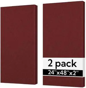 Sound Acoustic Panels 2 Pack, 24''x48'' Fiberglass Acoustic Wall Panels 2'' Thick, Large Sound Proof Panels for Walls (Burgundy) Sound Acoustic Panels 2 Pack, 24''x48'' Fiberglass Acoustic Wall Panels 2'' Thick, Large Sound Proof Panels for Walls (Burgundy)