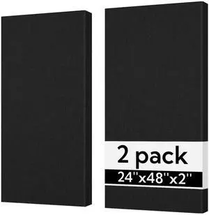 Sound Acoustic Panels 2 Pack, 24''x48'' Fiberglass Acoustic Wall Panels 2'' Thick, Large Sound Proof Panels for Walls (Black) Sound Acoustic Panels 2 Pack, 24''x48'' Fiberglass Acoustic Wall Panels 2'' Thick, Large Sound Proof Panels for Walls (Black)