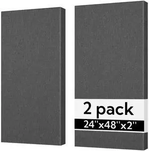 Sound Acoustic Panels 2 Pack, 24''x48'' Fiberglass Acoustic Wall Panels 2'' Thick, Large Sound Proof Panels for Walls (Dark Grey) Sound Acoustic Panels 2 Pack, 24''x48'' Fiberglass Acoustic Wall Panels 2'' Thick, Large Sound Proof Panels for Walls (Dark Grey)