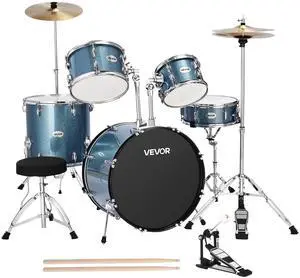 Drum Set, 5-Piece 22 in Junior Drum Sets, Beginner Drums Set with Adjustable Throne, Cymbal, and Drumsticks, Musical Learning Drums Instrument Kit, for Beginner, Teens & Student (Gravel Blue) Drum Set, 5-Piece 22 in Junior Drum Sets, Beginner Drums Set with Adjustable Throne, Cymbal, and Drumsticks, Musical Learning Drums Instrument Kit, for Beginner, Teens & Student (Gravel Blue)