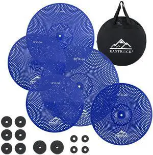 5 Pieces Low Volume Cymbal Pack with Cymbal Bag and Felts,Blue | Cymbals for Drum Set (14"Hi-hat+16"Crash+18"Crash+20"Ride) 5 Pieces Low Volume Cymbal Pack with Cymbal Bag and Felts,Blue | Cymbals for Drum Set (14"Hi-hat+16"Crash+18"Crash+20"Ride)