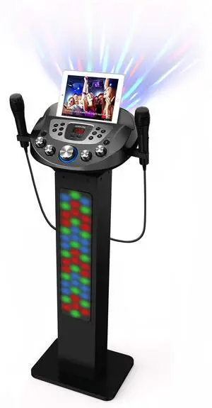 KS829-B Bluetooth Karaoke Machine l Pedestal Design w/Light Show l 4 Built-in Speakers & 2 Tweeters l Two USB for Bluetooth / MP3 Record & Playback l Disco Ball Effect l Two Microphones KS829-B Bluetooth Karaoke Machine l Pedestal Design w/Light Show l 4 Built-in Speakers & 2 Tweeters l Two USB for Bluetooth / MP3 Record & Playback l Disco Ball Effect l Two Microphones