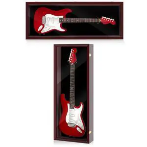 Electric/Acoustic Guitar Display Case Wall Mount Guitar Case Cabinet Shadow Box with Hanger Stand and Lock 98% UV Protection Acrylic Clear Door for Musician Collection(Red Brown,44'') Electric/Acoustic Guitar Display Case Wall Mount Guitar Case Cabinet Shadow Box with Hanger Stand and Lock 98% UV Protection Acrylic Clear Door for Musician Collection(Red Brown,44'')