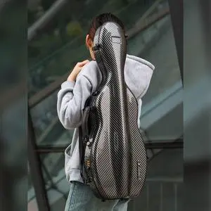 4/4 Full Size Violin case High-Strength Carbon Fiber Pear-Shaped Violin Music Bag With Combination Lock and Extra Bag Black Violin Hard Case (VB-Random type-Black Stripe spot) 4/4 Full Size Violin case High-Strength Carbon Fiber Pear-Shaped Violin Music Bag With Combination Lock and Extra Bag Black Violin Hard Case (VB-Random type-Black Stripe spot)
