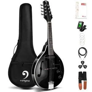 Mandolin Instrument Mahogany Acoustic Electric A Style Mandolin Musical Instrument for Beginner Adults Teens Kids, Black Mandolin Instrument Mahogany Acoustic Electric A Style Mandolin Musical Instrument for Beginner Adults Teens Kids, Black