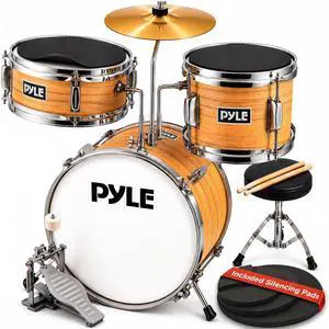 Kids Drum Set, 3 Piece Beginner Junior Drummer Kit with 13" Bass Drum, Snare, Tom, Cymbal, Adjustable Throne, Mutes, Drumsticks, Natural Kids Drum Set, 3 Piece Beginner Junior Drummer Kit with 13" Bass Drum, Snare, Tom, Cymbal, Adjustable Throne, Mutes, Drumsticks, Natural