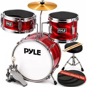 Kids Drum Set, 3 Piece Beginner Junior Drummer Kit with 13" Bass Drum, Snare, Tom, Cymbal, Adjustable Throne, Mutes, Drumsticks, Red Kids Drum Set, 3 Piece Beginner Junior Drummer Kit with 13" Bass Drum, Snare, Tom, Cymbal, Adjustable Throne, Mutes, Drumsticks, Red